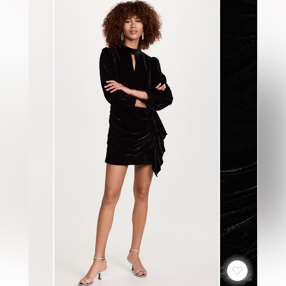 • RHODE • Women’s  Zadie Velvet Mini  Faux Wrap Dress
Black 0